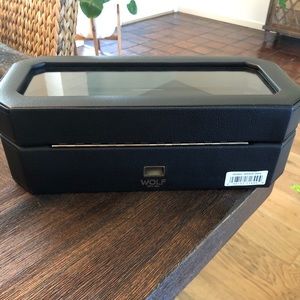 WOLF Heritage 5 Piece Watch Box with Glass Cover